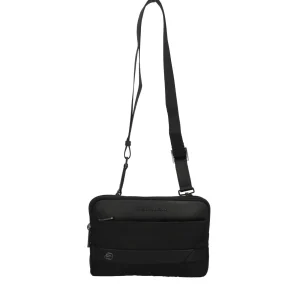 Fashion Pochette 3 scomparti in pelle e tessuto Donna Pochette