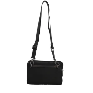 Fashion Pochette 3 scomparti in pelle e tessuto Donna Pochette