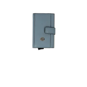 New Porta carte di credito in pelle con chiusura a bottone Uomo Portatessere