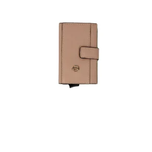 New Porta carte di credito in pelle con chiusura a bottone Uomo Portatessere