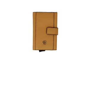New Porta carte di credito in pelle con chiusura a bottone Uomo Portatessere