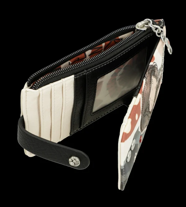 New Portafoglio elegante e compatto con chiusura a bottone Donna Portatessere
