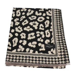 Outlet Sciarpa con motivo animalier e bordi a contrasto Mimi Mua Donna Foulard E Sciarpe