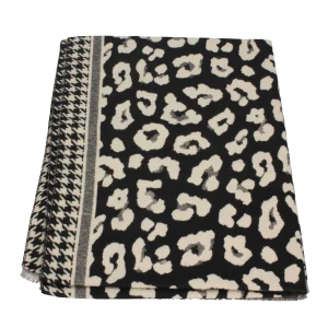 Outlet Sciarpa con motivo animalier e bordi a contrasto Mimi Mua Donna Foulard E Sciarpe