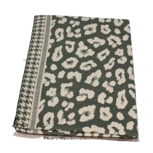 Outlet Sciarpa con motivo animalier e bordi a contrasto Mimi Mua Donna Foulard E Sciarpe