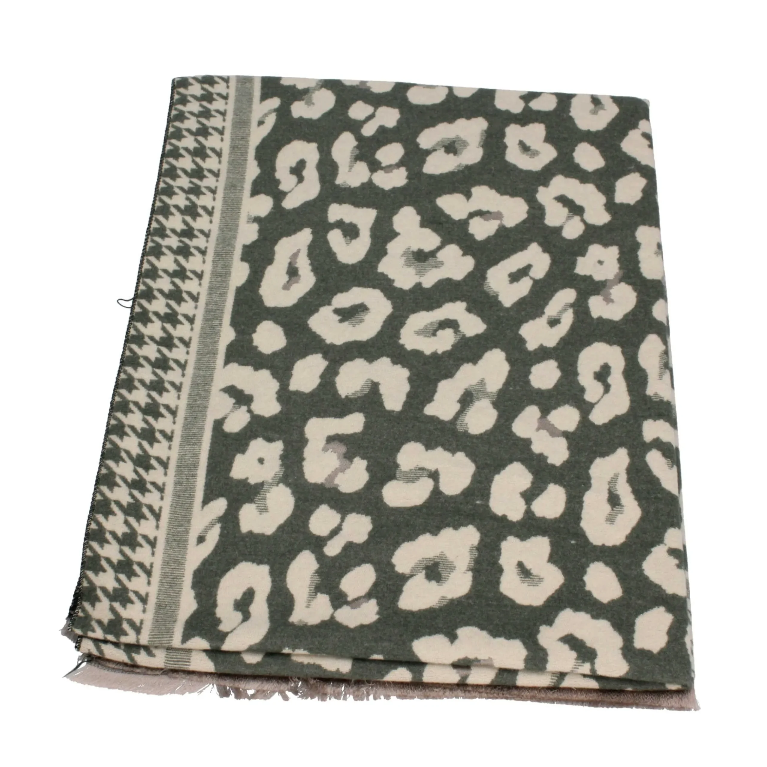 sciarpa_con_motivo_animal_3.webp Outlet Sciarpa con motivo animalier e bordi a contrasto Mimi Mua Donna Foulard E Sciarpe