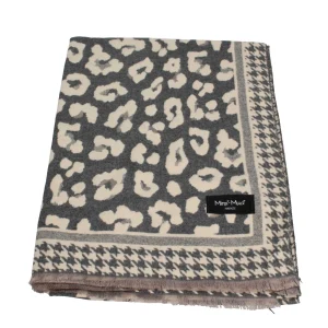 Outlet Sciarpa con motivo animalier e bordi a contrasto Mimi Mua Donna Foulard E Sciarpe