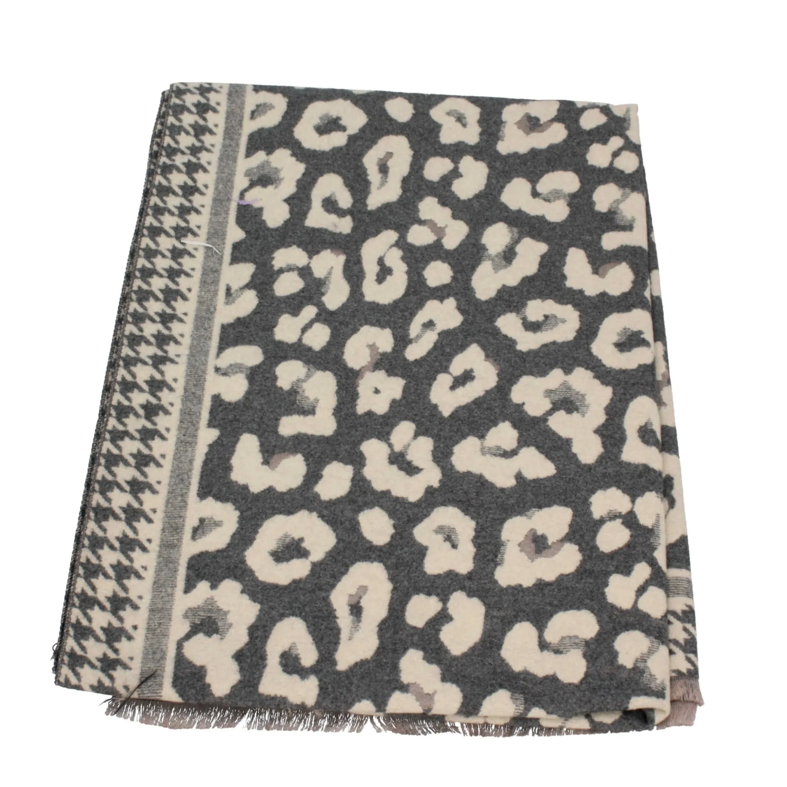 sciarpa_con_motivo_animal_5.webp Outlet Sciarpa con motivo animalier e bordi a contrasto Mimi Mua Donna Foulard E Sciarpe