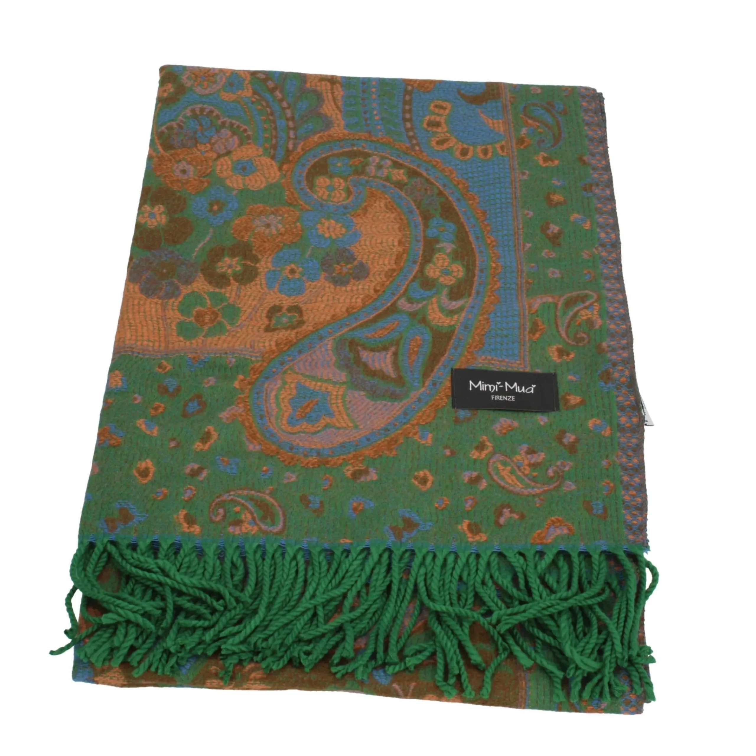 sciarpa_con_motivo_paisle_2.webp Discount Sciarpa con motivo paisley e frange Mimi Mua Donna Foulard E Sciarpe