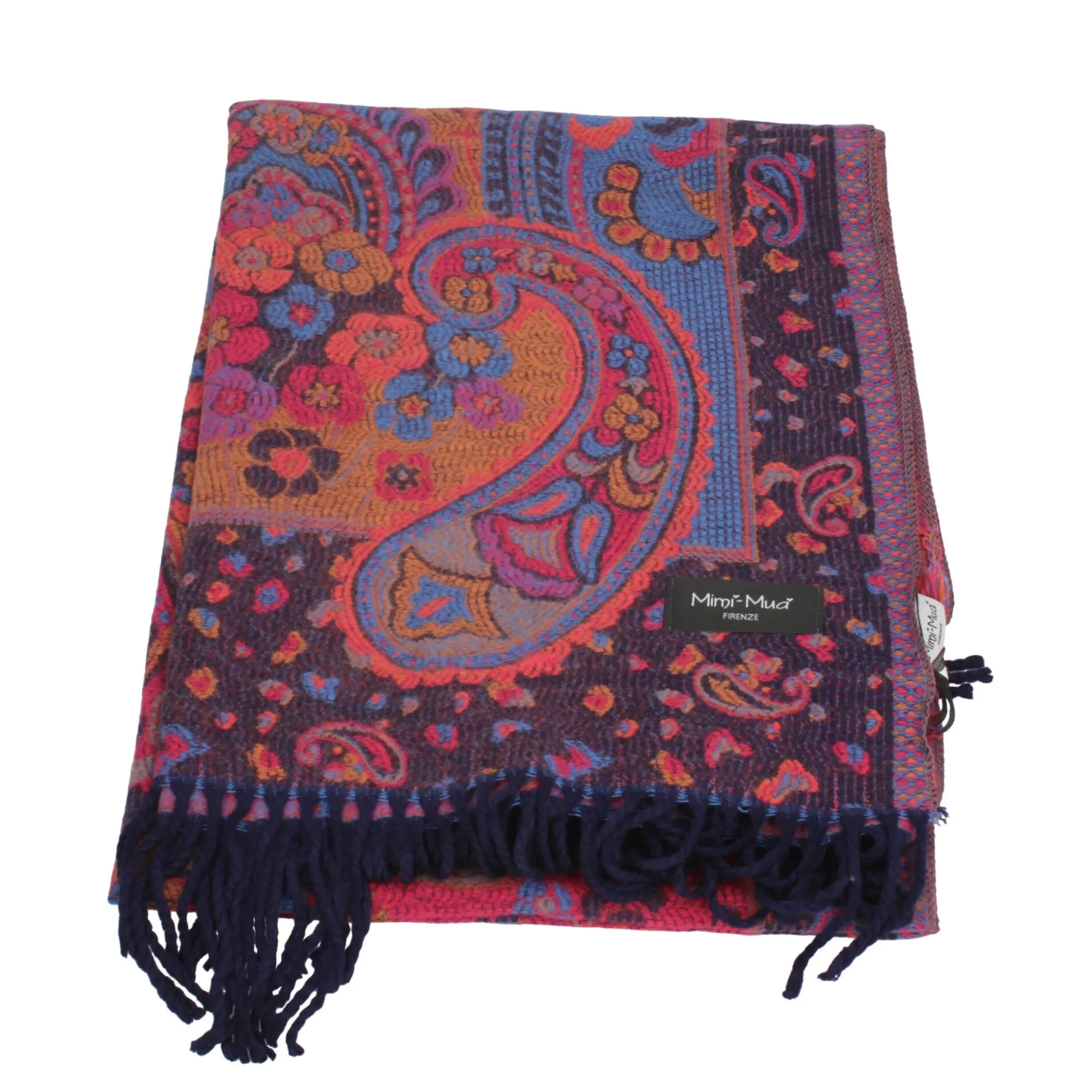 sciarpa_con_motivo_paisle_4.webp Discount Sciarpa con motivo paisley e frange Mimi Mua Donna Foulard E Sciarpe