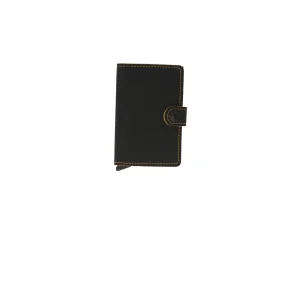 Clearance Miniwallet in Pelle con Cuciture a Contrasto e Protezione RFID Uomo Portatessere
