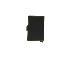 Clearance Miniwallet in Pelle con Cuciture a Contrasto e Protezione RFID Uomo Portatessere