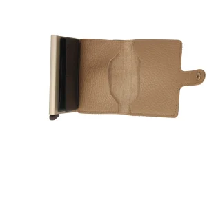 Clearance Miniwallet in Pelle Cammello Texturizzata con Cardprotector RFID Donna Portatessere