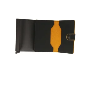 Clearance Miniwallet in Pelle con Cuciture a Contrasto e Protezione RFID Uomo Portatessere