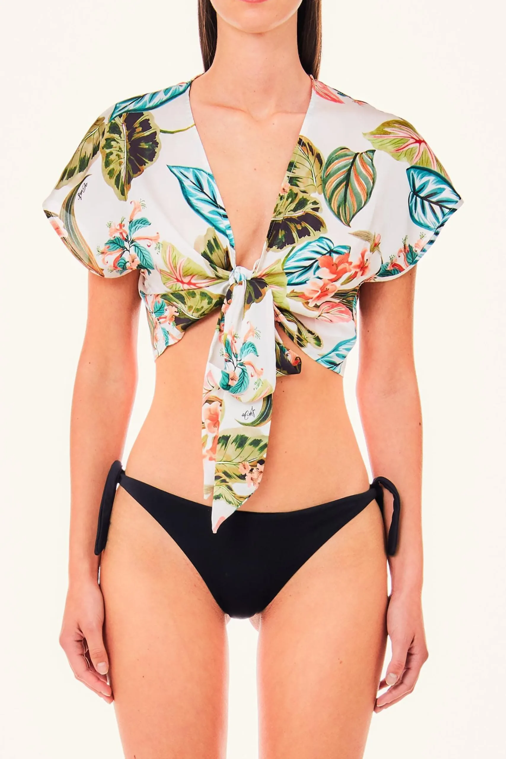 top_con_fantasia_tropical_0.webp Outlet Top con fantasia tropicale Donna Maglie