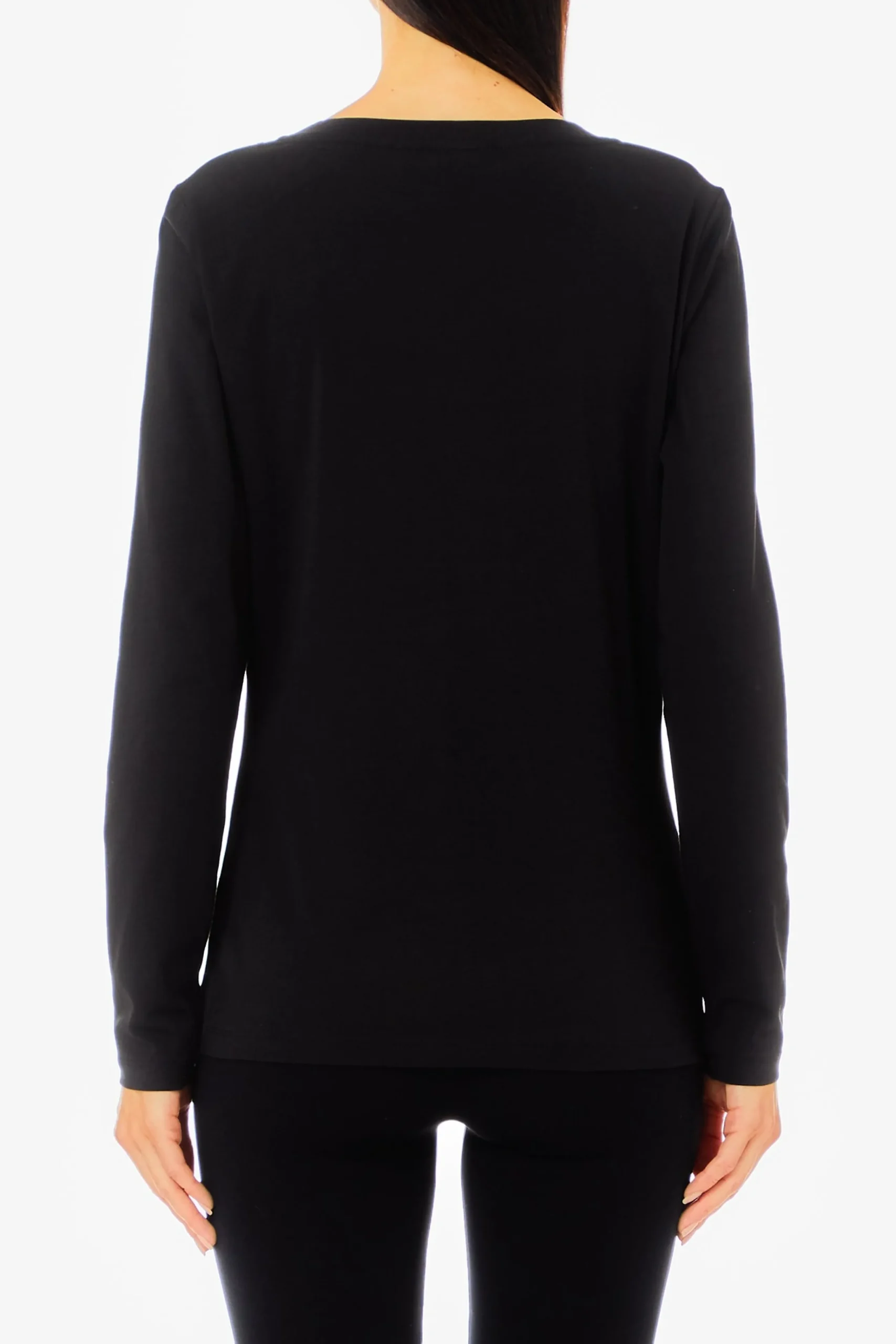 tshirt_in_cotone_stretch__2.webp Outlet T-shirt in cotone stretch con logo strass di Donna Maglie
