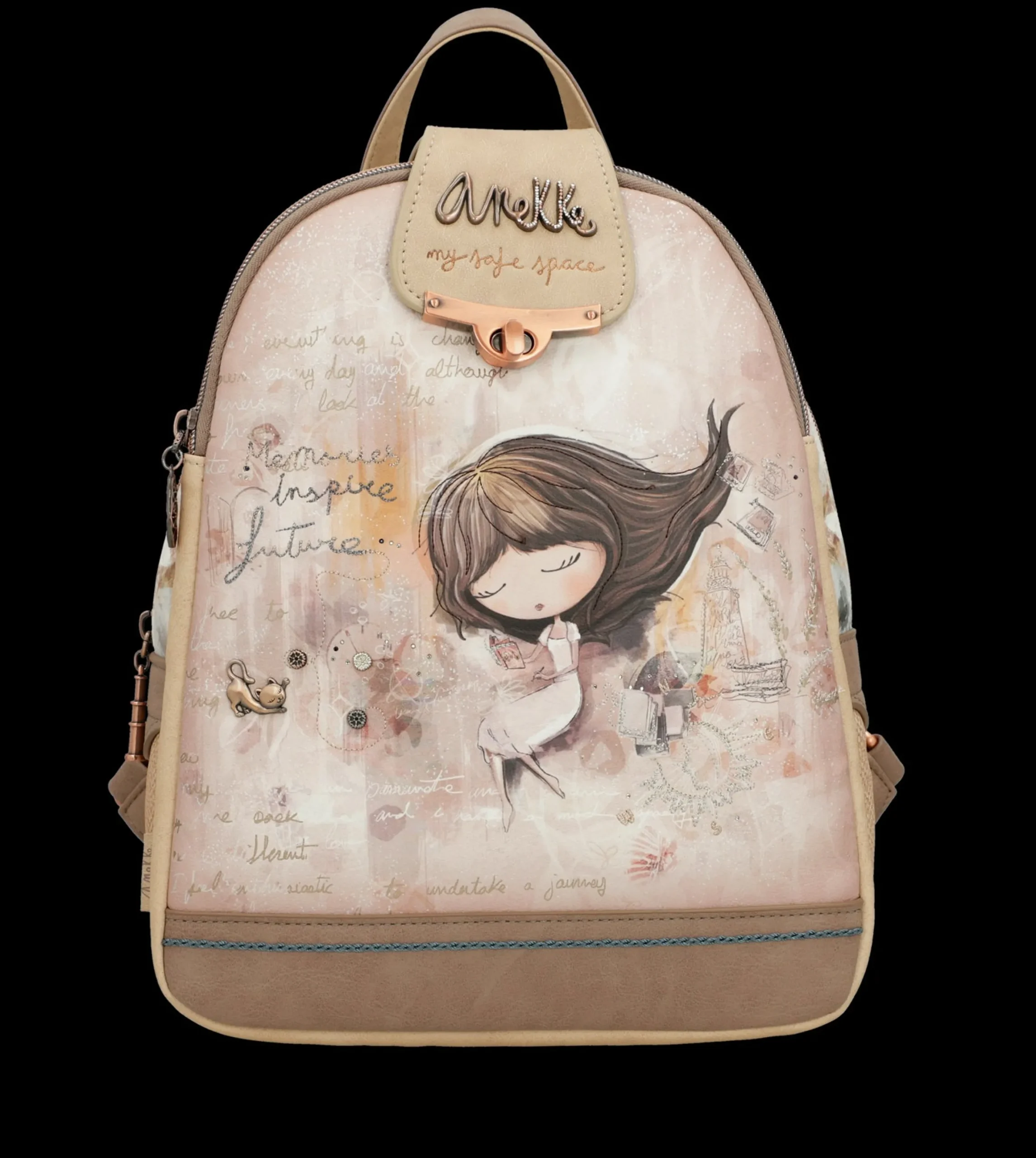 zaino_anekke_con_chiusura_0-1.webp Clearance Zaino con chiusura a patta e dettagli romantici Donna Zaini