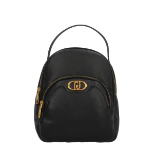Fashion Zaino da donna in ecopelle con logo e tasca frontale Donna Zaini