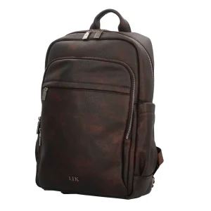 Discount Zaino in pelle con doppia zip e tasche multiple Uomo Zaini